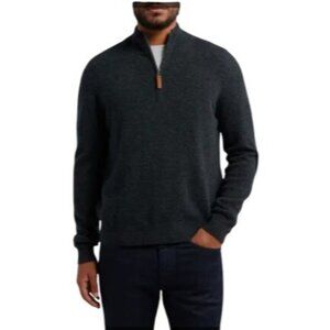 John W Nordstrom Men's XL 100% Cashmere Quarter Zip Sweater Long Sleeve
